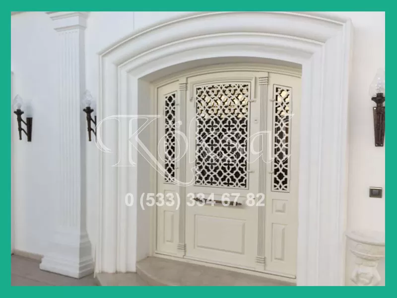 klasik beyaz apartman kapı modelleri